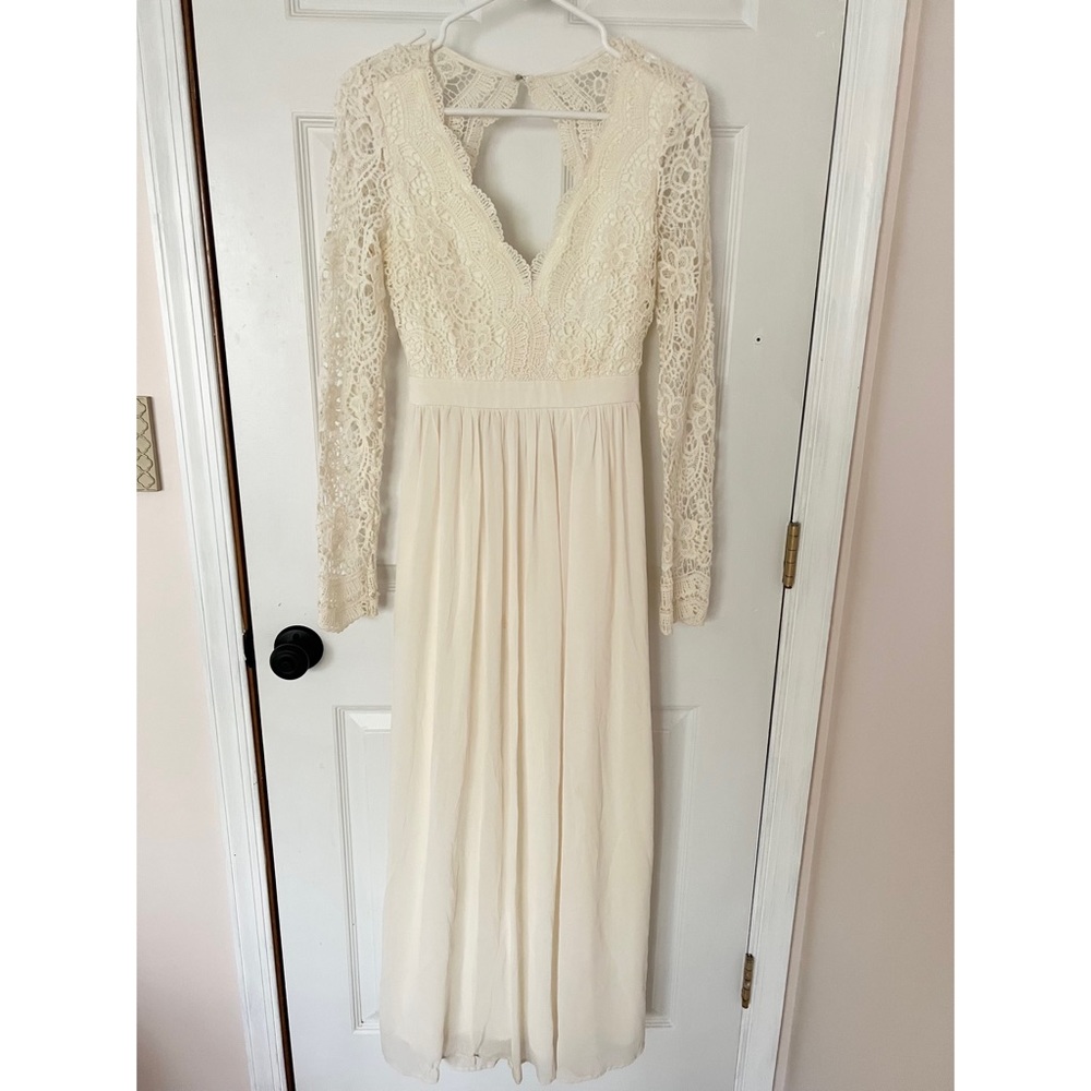 MANIJU Ivory lace long sleeve maxi